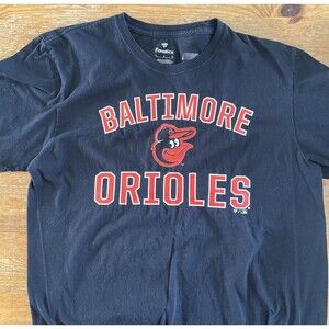 Baltimore Orioles T-Shirt Fanatics Black Spellout MLB Baseball L Large Free Ship